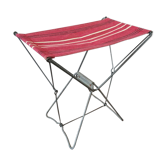 Tabouret pliant en toile rouge à rayure