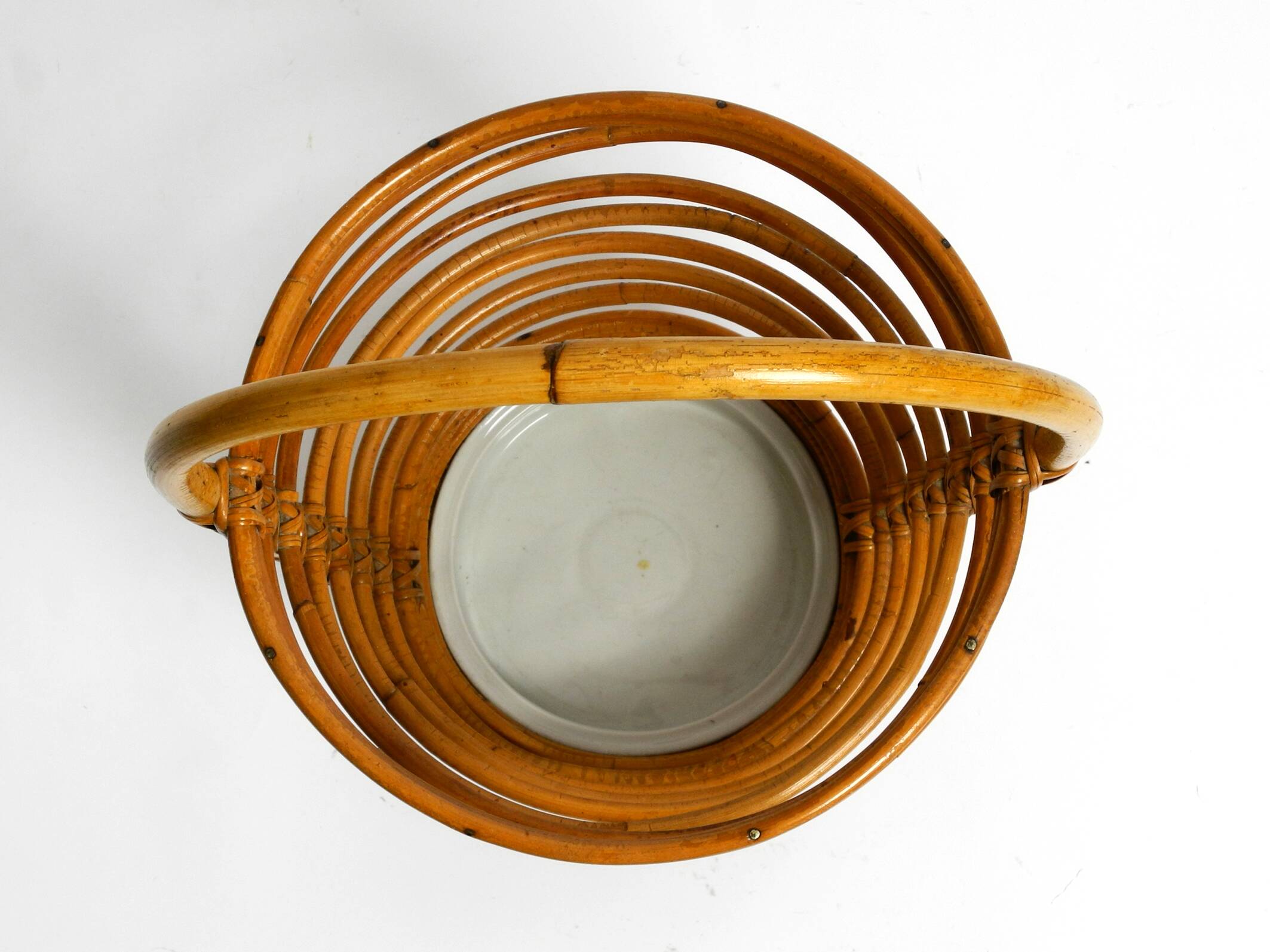 Beautiful rare Italian Mid Century modern bamboo umbrella stand in helix de
