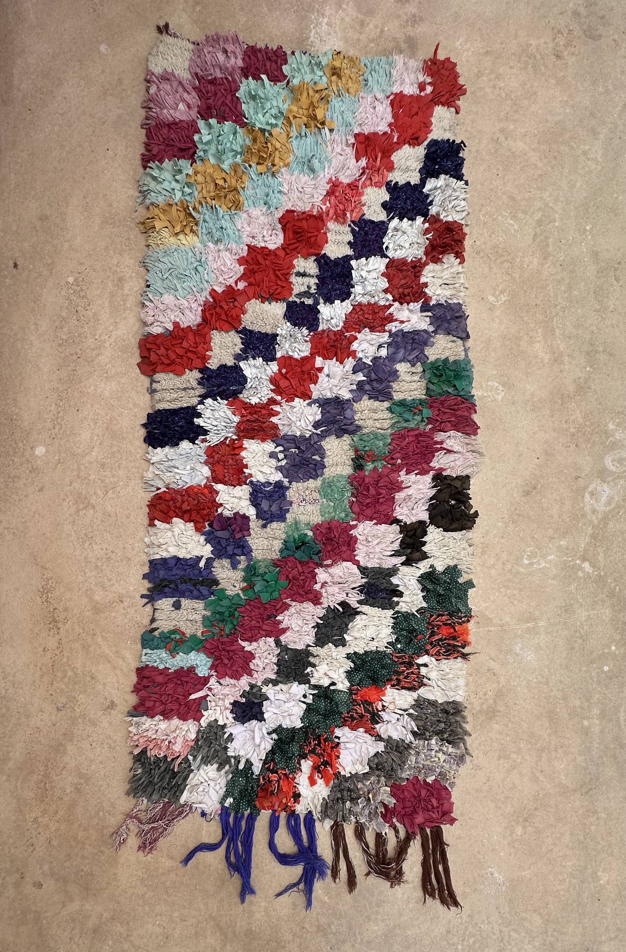 Tapis Marocain Boucherouite coloré - 74 x 185 cm