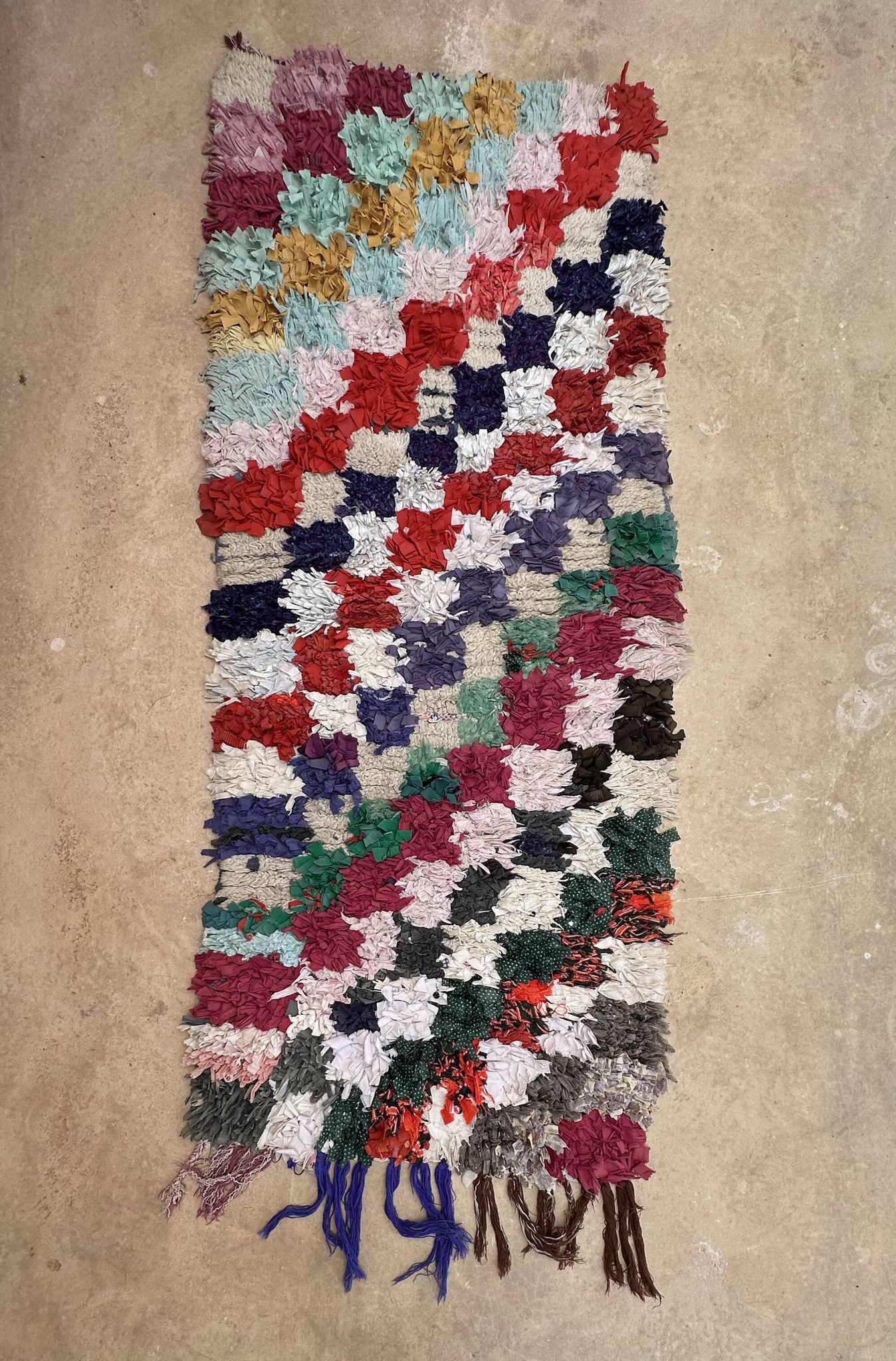 Tapis Marocain Boucherouite coloré - 74 x 185 cm
