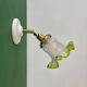Vintage green frosted glass tulip wall light
