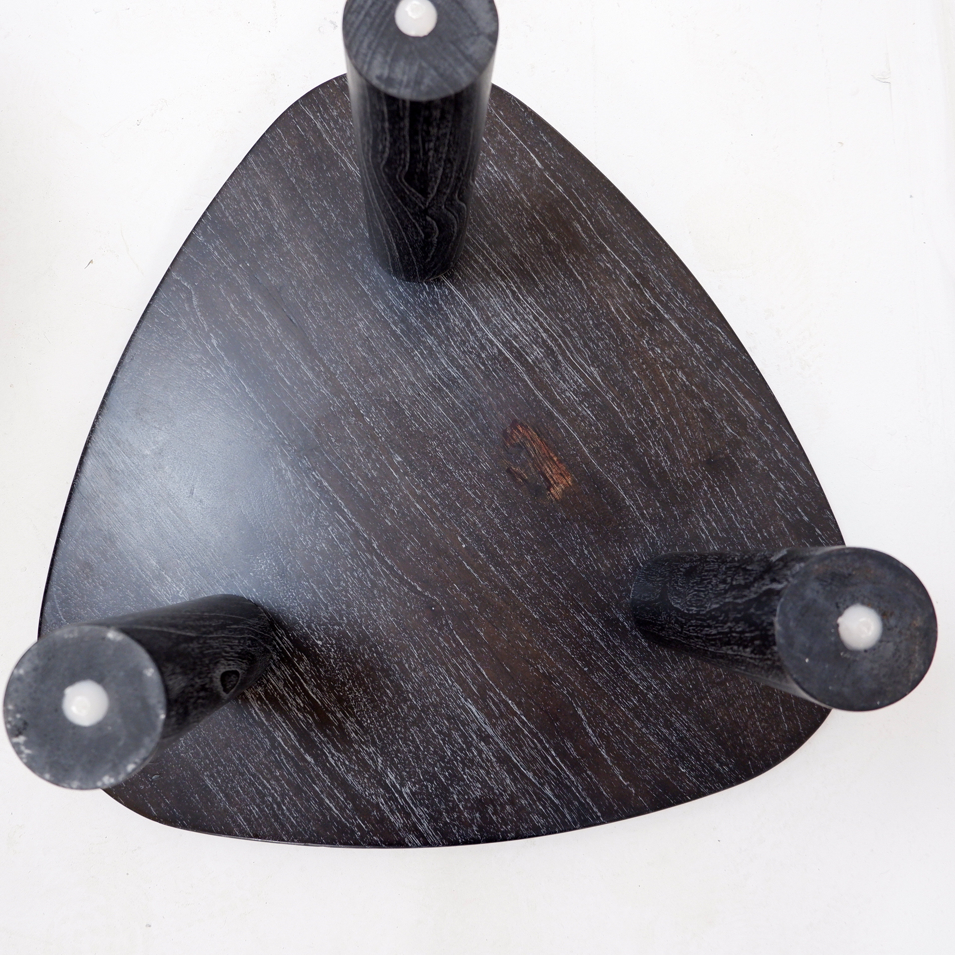 Pair of 3-legged side tables - in the style of Pierre Chapo