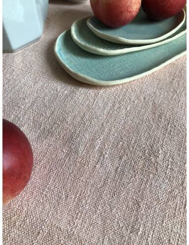 Antique Harvest Tablecloth in Pure Hemp Dyed Tea Rose