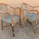 Pair of armchairs and rattan gueridon 1900s