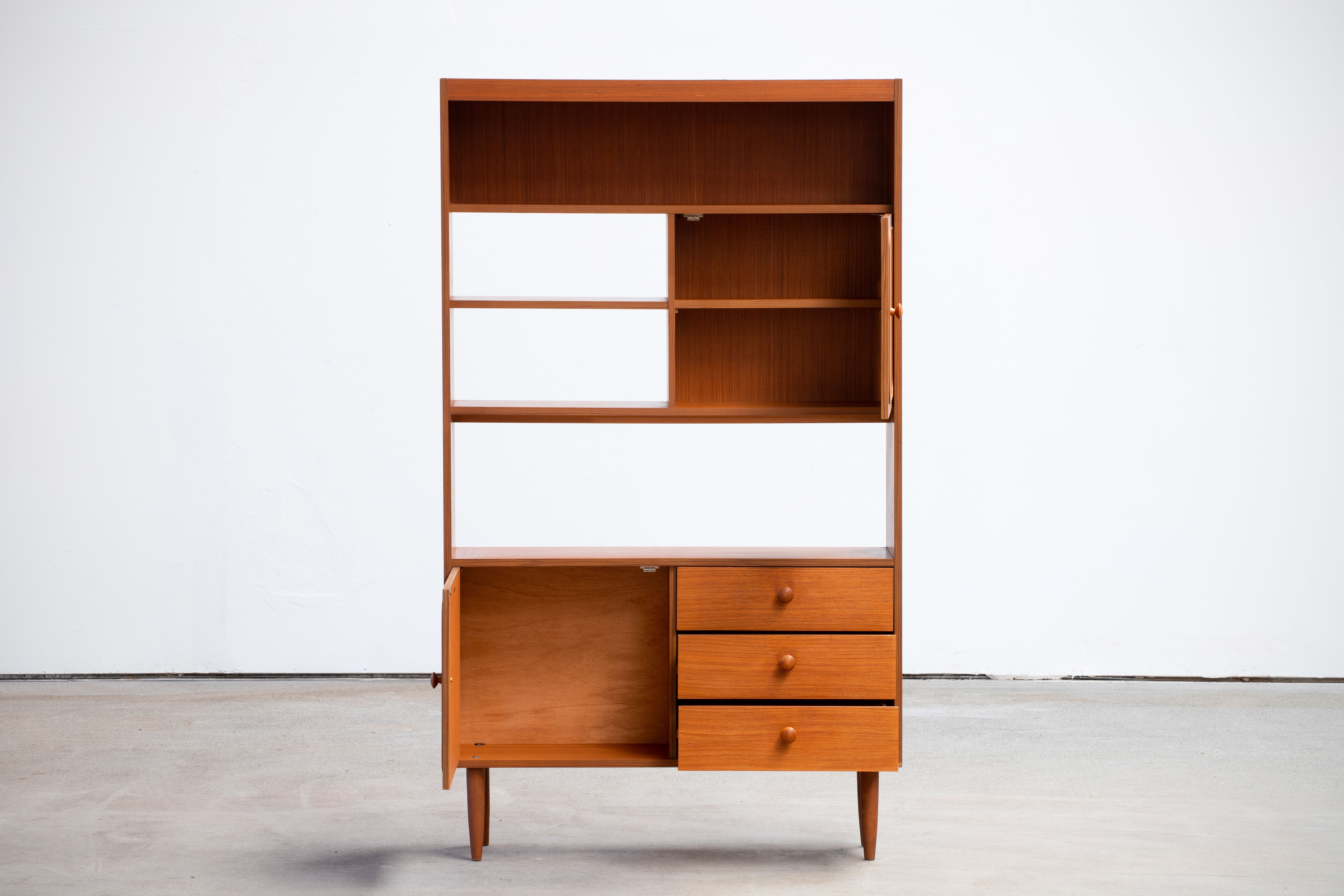 Scandinavian library in vintage teak 1960