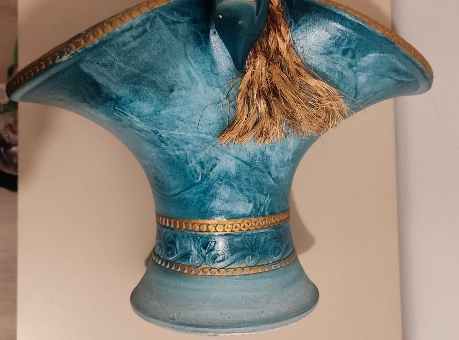 Vintage turquoise decorative vase – Mediterranean artisanal earthenware