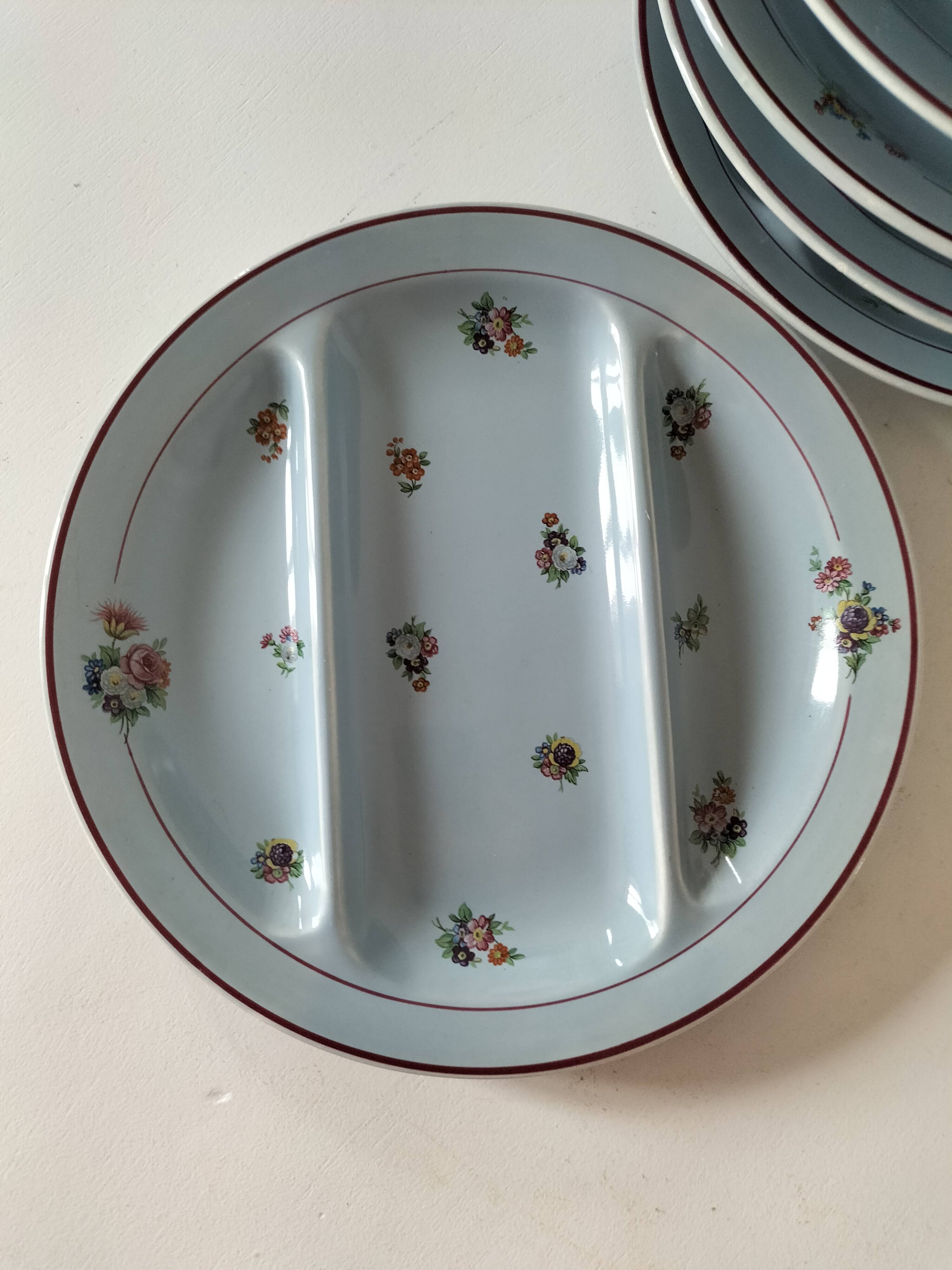 7 compartmentalized plates, Salins, France