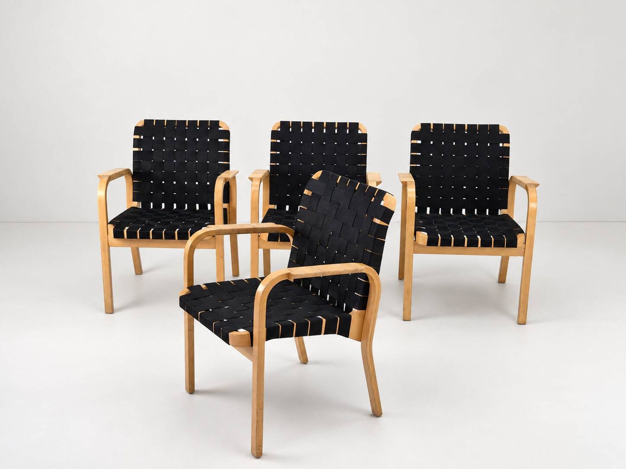 Model 45 Lounge Chairs by Alvar Aalto for Artek, 1970s, Set of 4