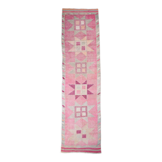 Tapis oushak rose 345x92cm