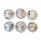 Set de 6 tasses à café anciennes porcelaine striée