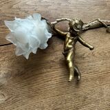 Suspension angelot in gilded bronze regulation – opaline tulip – restored