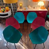 Suite of 5+1 shell chairs Pierre Guariche 1960