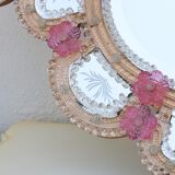 Exceptional Vintage Pink Murano Glass Wall Mirror