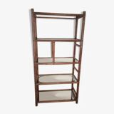 Rattan shelf and smoked glass 1970
