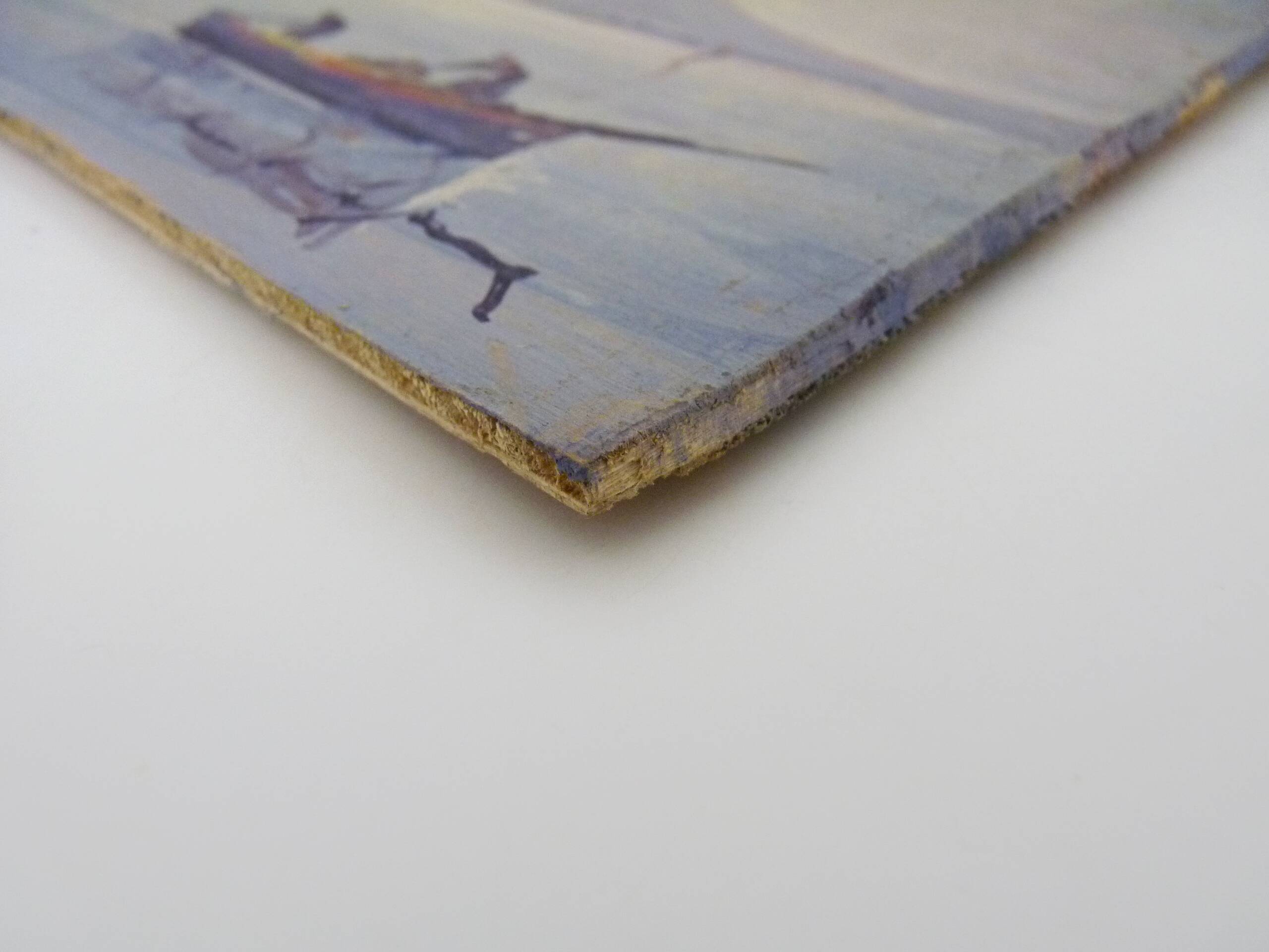 Oil on wood by Riccardo Capone fishermen Italy 50s 60s