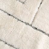 Moroccan Berber carpet blessed ouarain ecru with black graphic patterns engraved 290x205cm