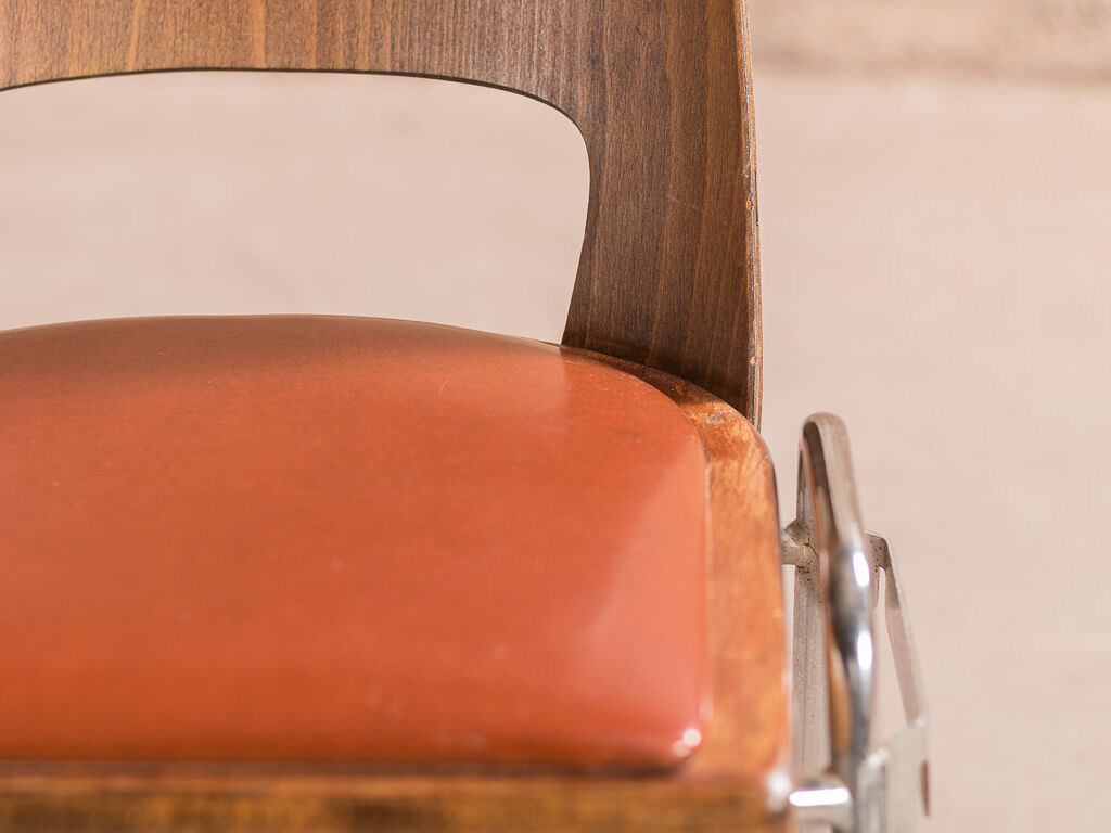Set of 4 Jomain Baumann chairs, seat in imitation leather cognac, circa 1960