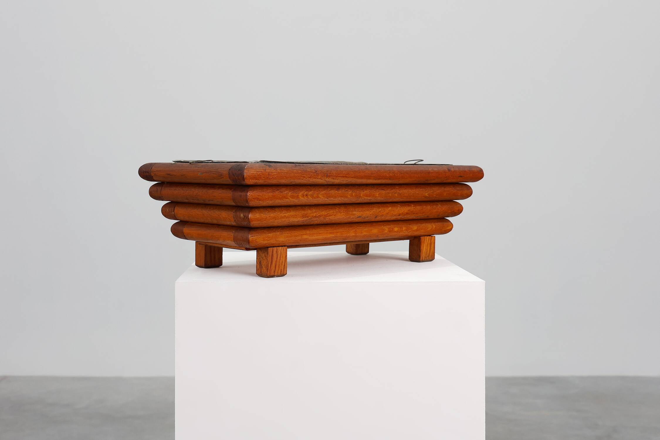 Rectangular Art Deco planter in wood, France 1920