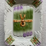 Plat à asperge en Barbotine