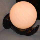 Vintage black opaline globe wall lamp