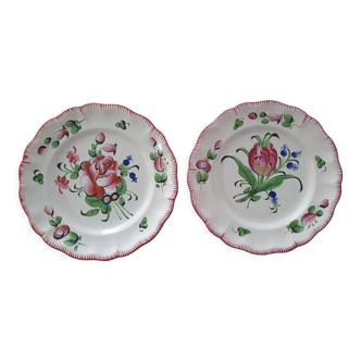 Set of 2 flat plates painted by hand