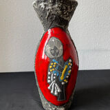 Fat lava vase San Marino Italy woman and floral pattern