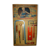 Old toy Loly, panoply The Little Cutter Cardboard, support 8 wooden and steel tools