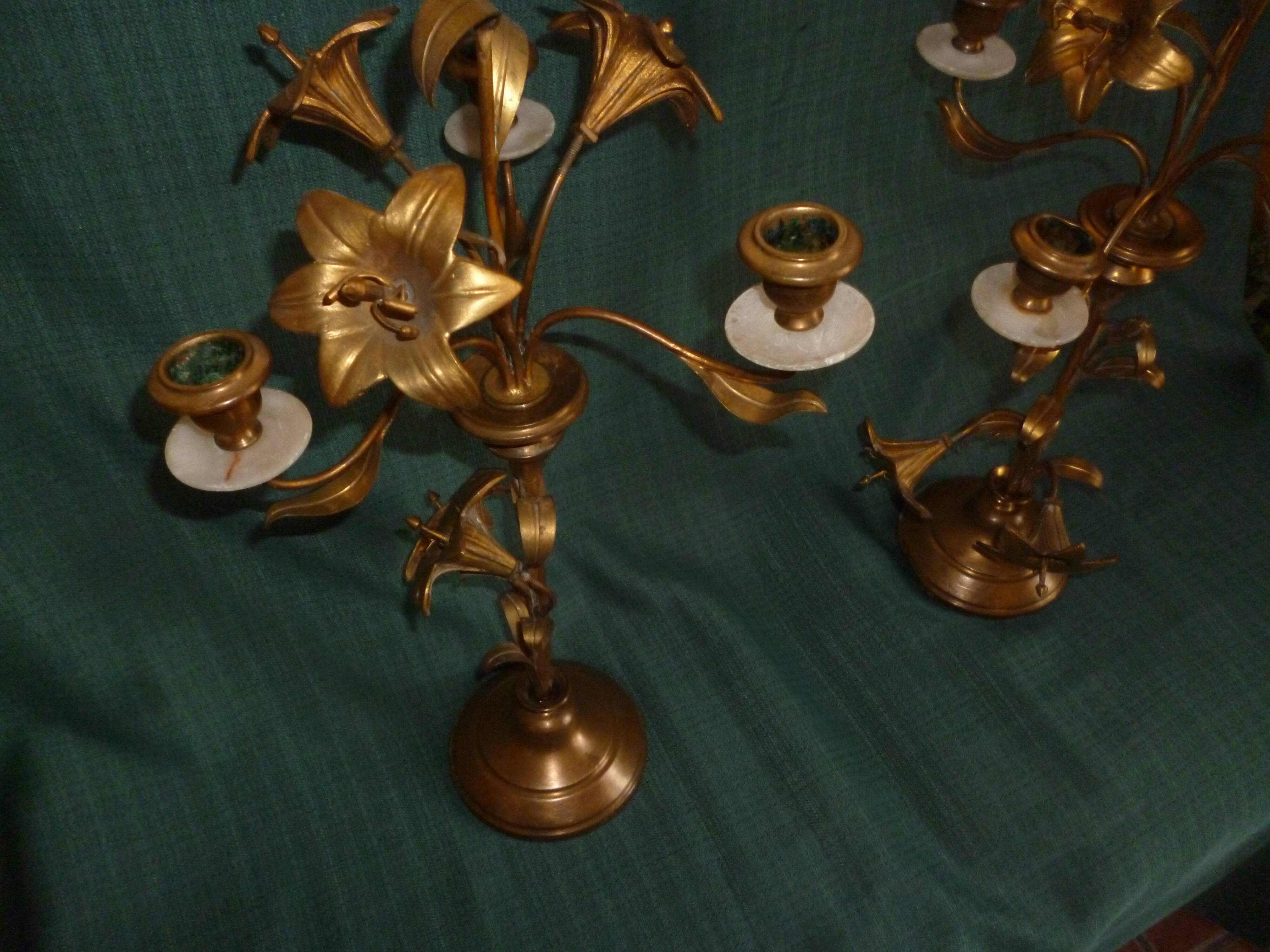 Paire de candélabres bronze laiton XIX