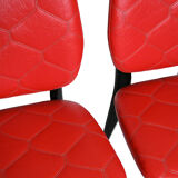 Set of 4 red quilted skai chairs year 50