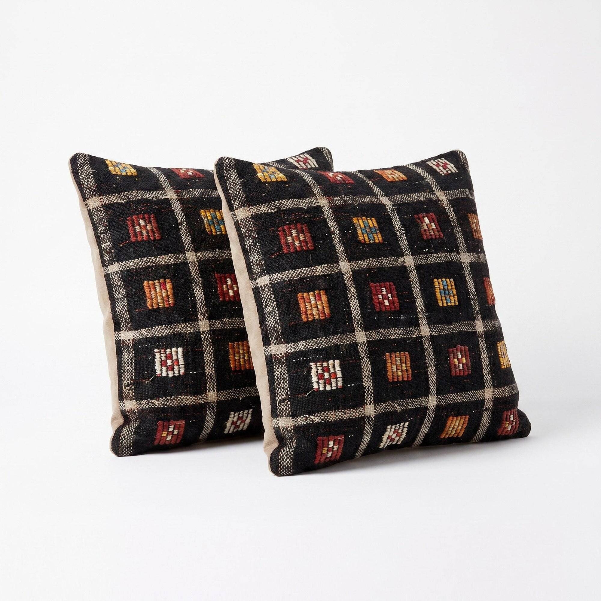 Set of 2 vintage kilim cushion covers 48x48 cm