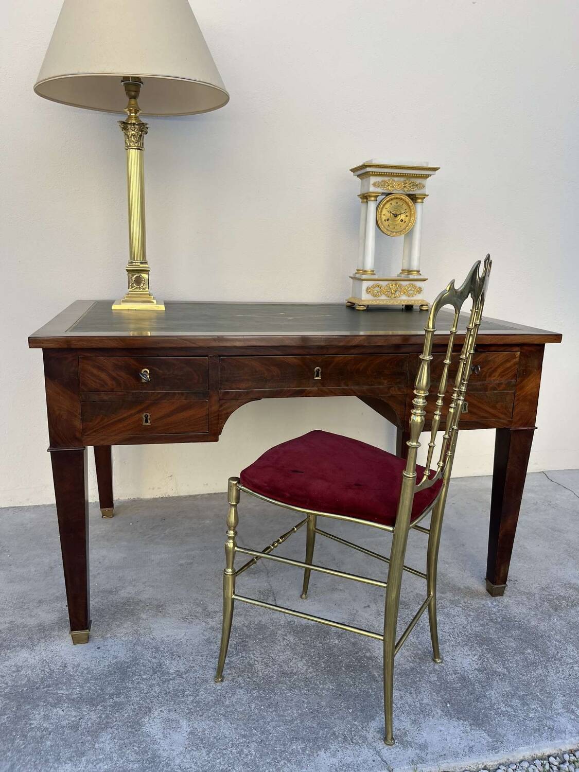 Empire style desk in solid mahogany, 19th century