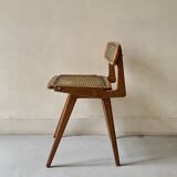 Designer chair in teak wood and cane, SNA Roset1950/60