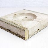 Travertine and brass ashtray