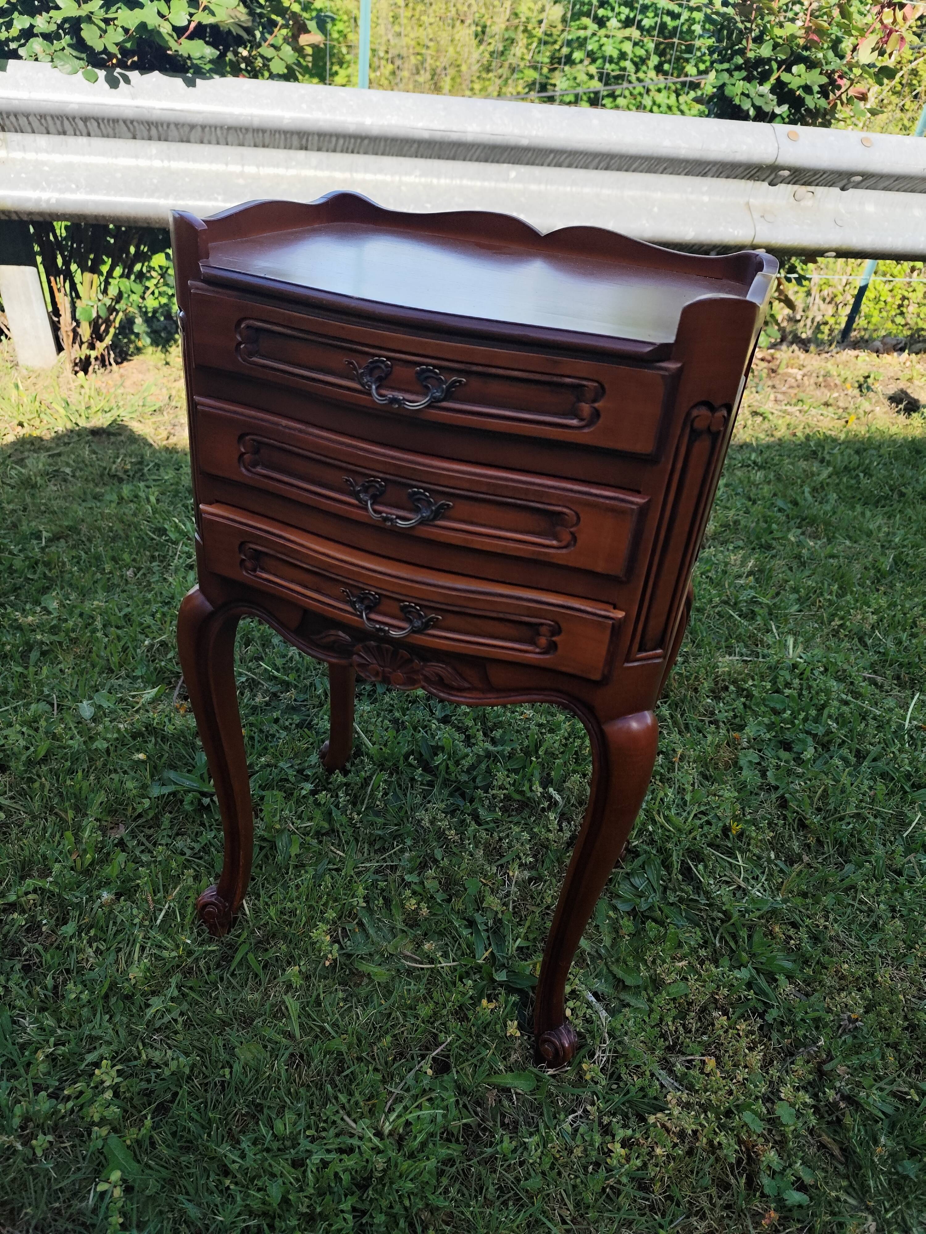 Louis XV style bedside table in cherry wood.