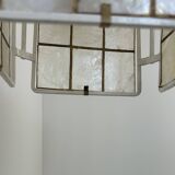 Vintage suspension, white lacquered metal and mother-of-pearl, France, 1980.