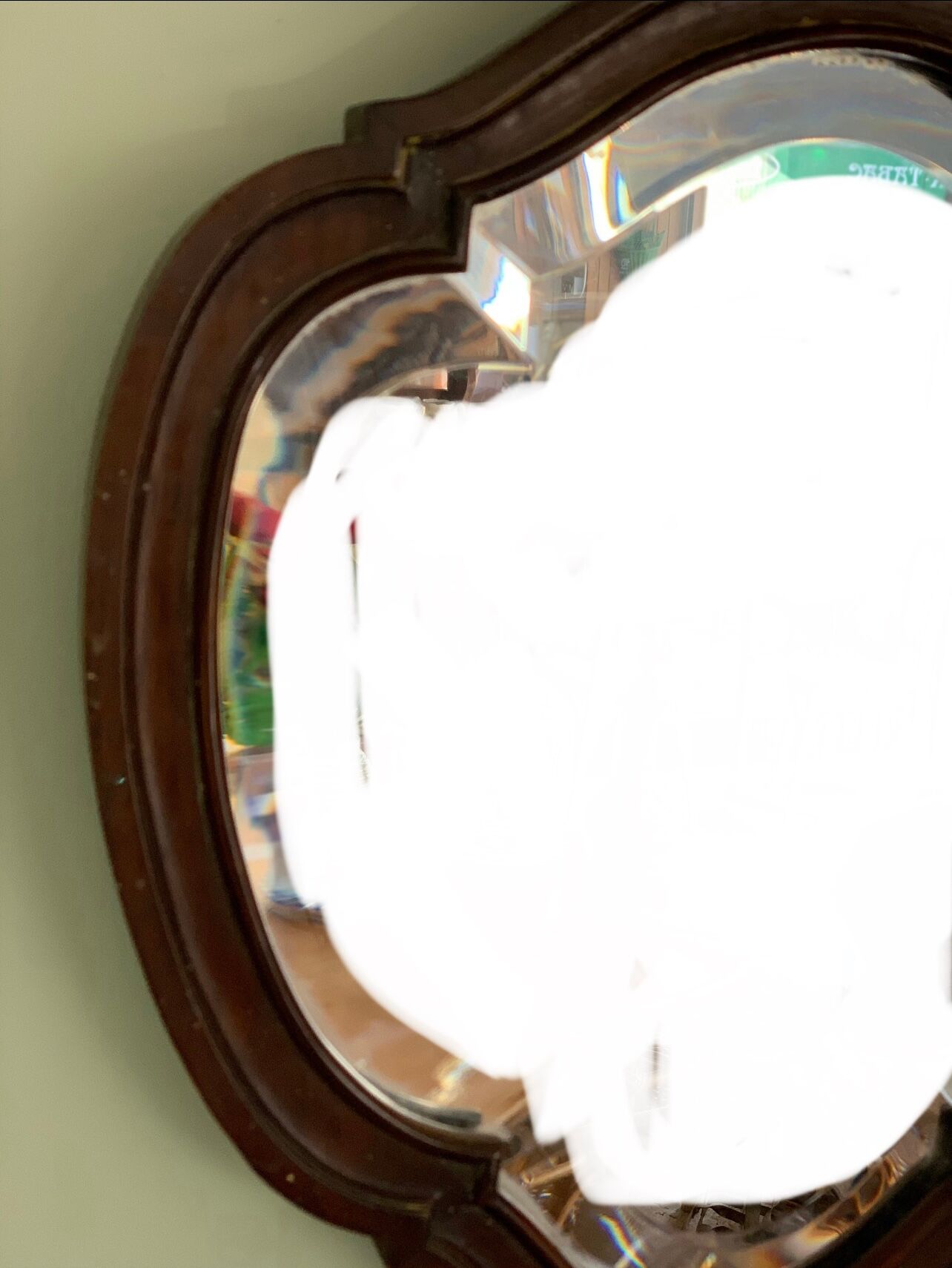 Old mahogany mirror, beveled glass, 43x40cm