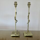 Pair of gilded brass lamps in the style of Fondica, 1970s