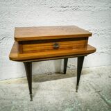 Vintage varnished wood bedside table