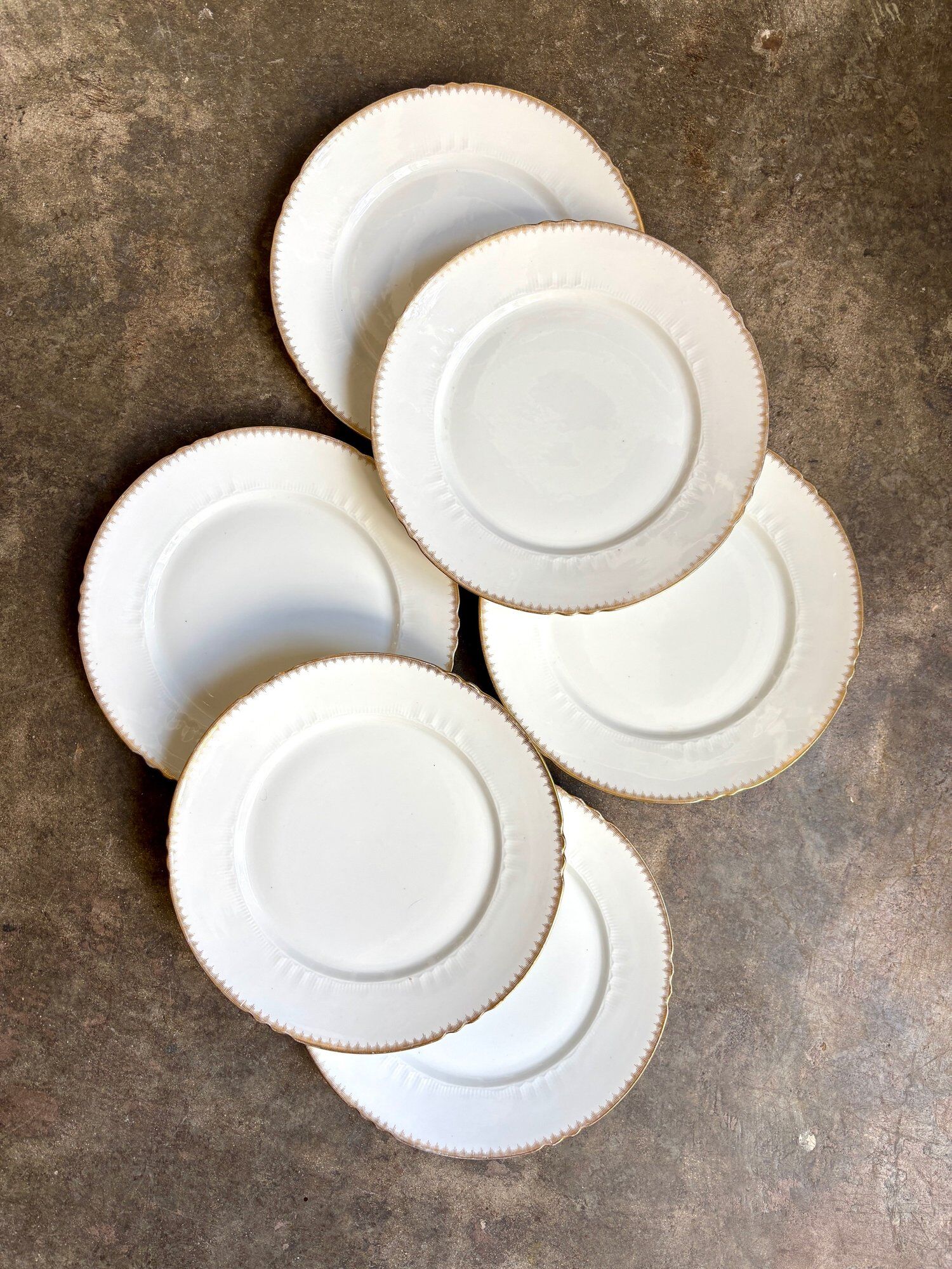 6 flat plates in gold Limoges porcelain