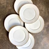 6 flat plates in gold Limoges porcelain
