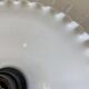 White opaline pendant light with transparent serrated edges