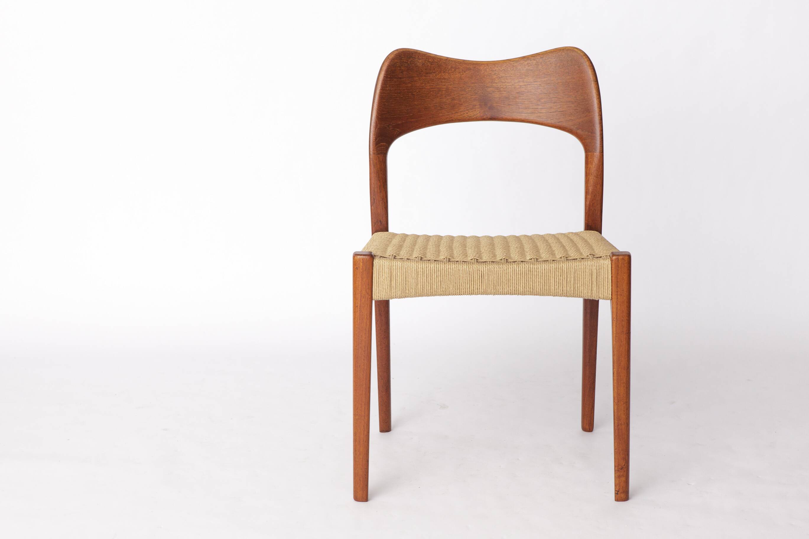 1 of 8 Arne Hovmand-Olsen Chair for Mogens Kold, Danish Teak & Danish Cord