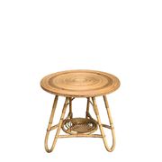 Pair of tripod coffee tables in rattan from the 1950s.