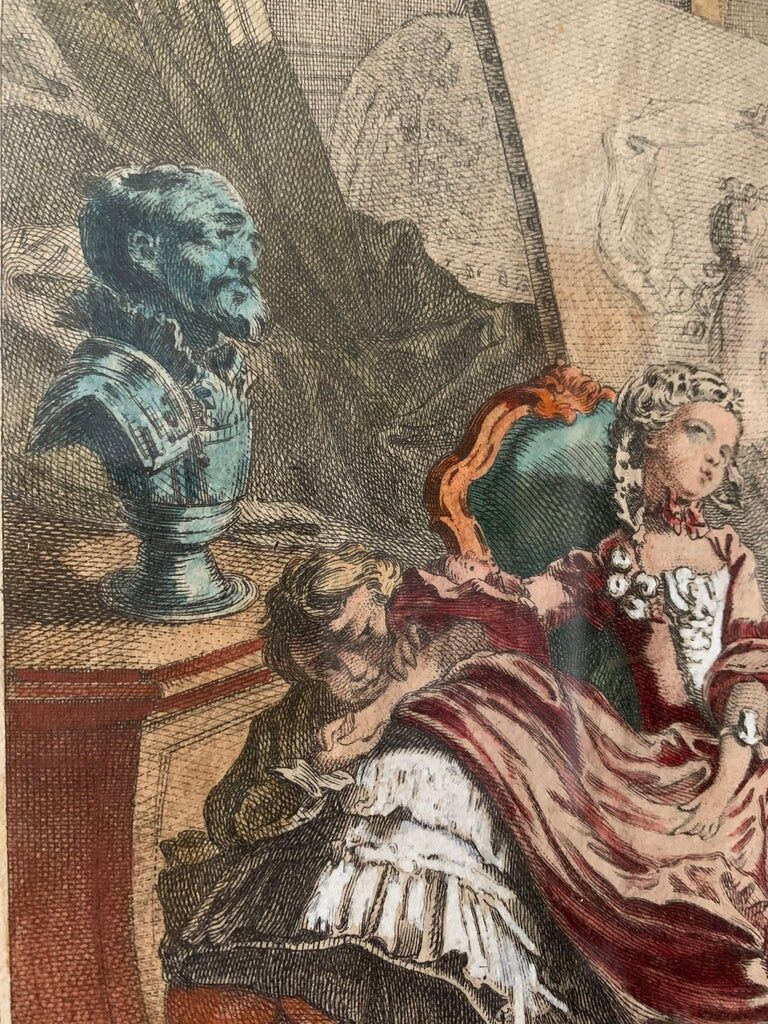 Chevallier, Le peintre amoureux de son modèle, gravure, XXème siècle