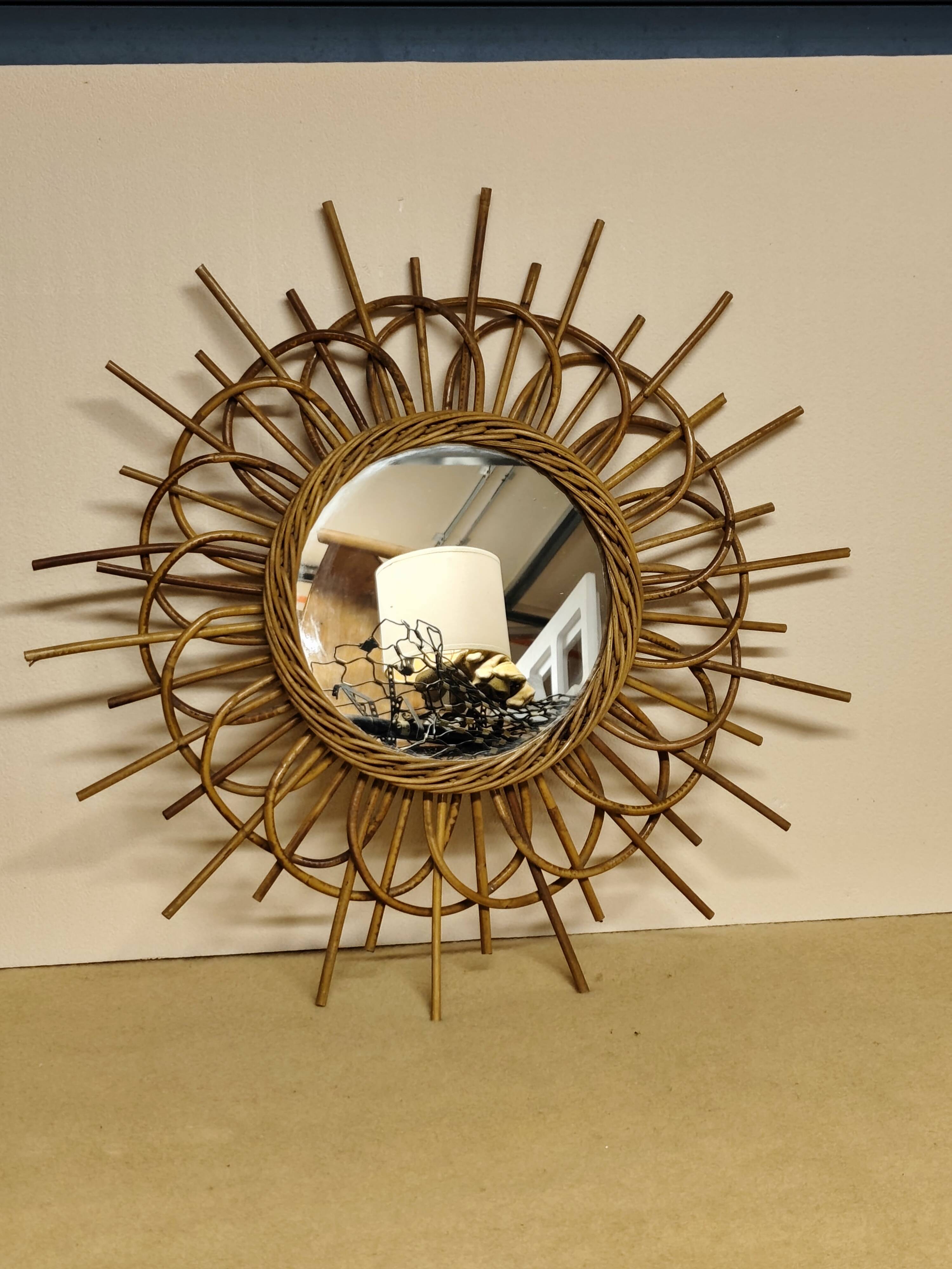 Vintage rattan mirror