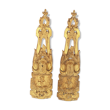 set of 2 old brass pediments