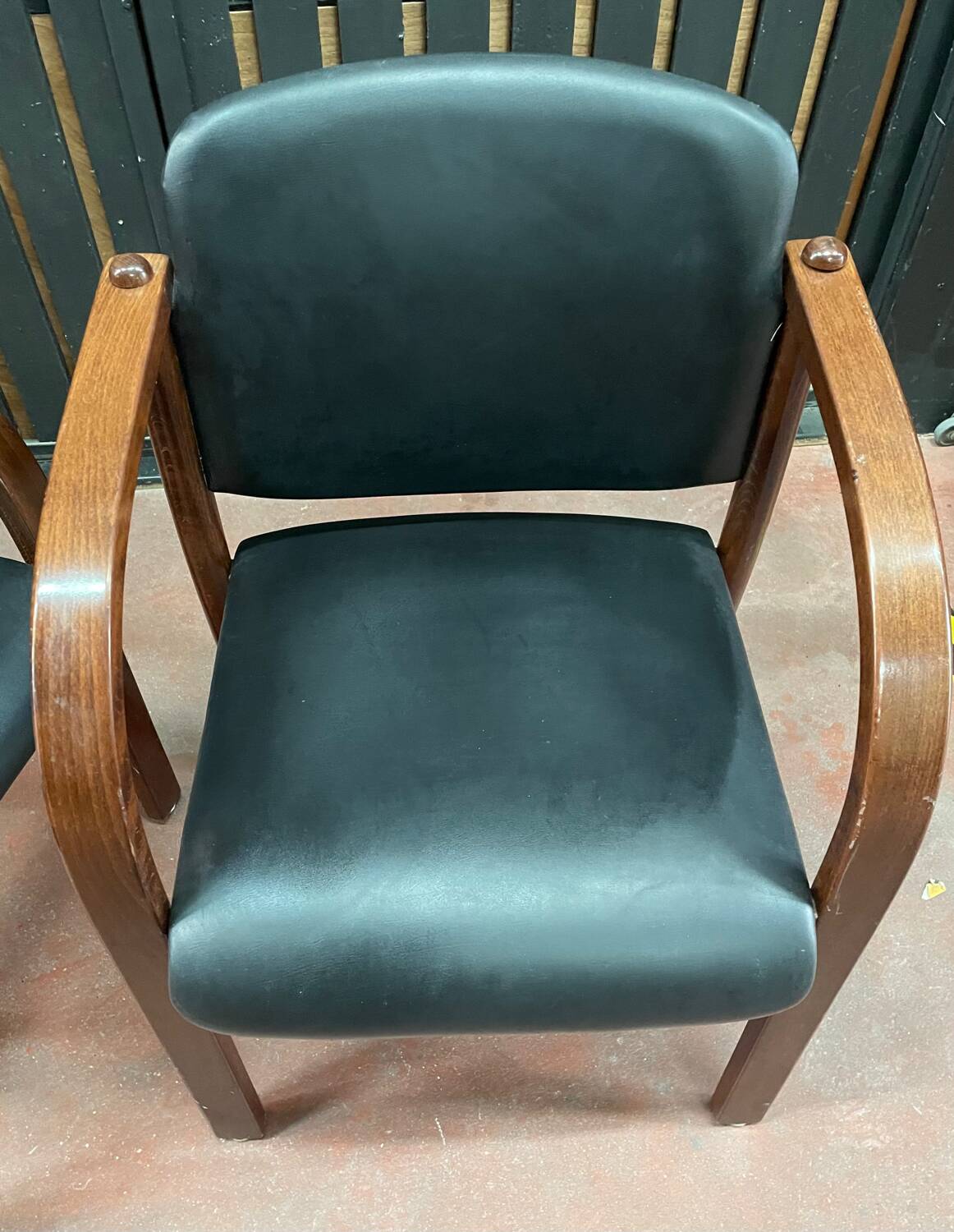Pair of wooden and leatherette armchairs from the 80s