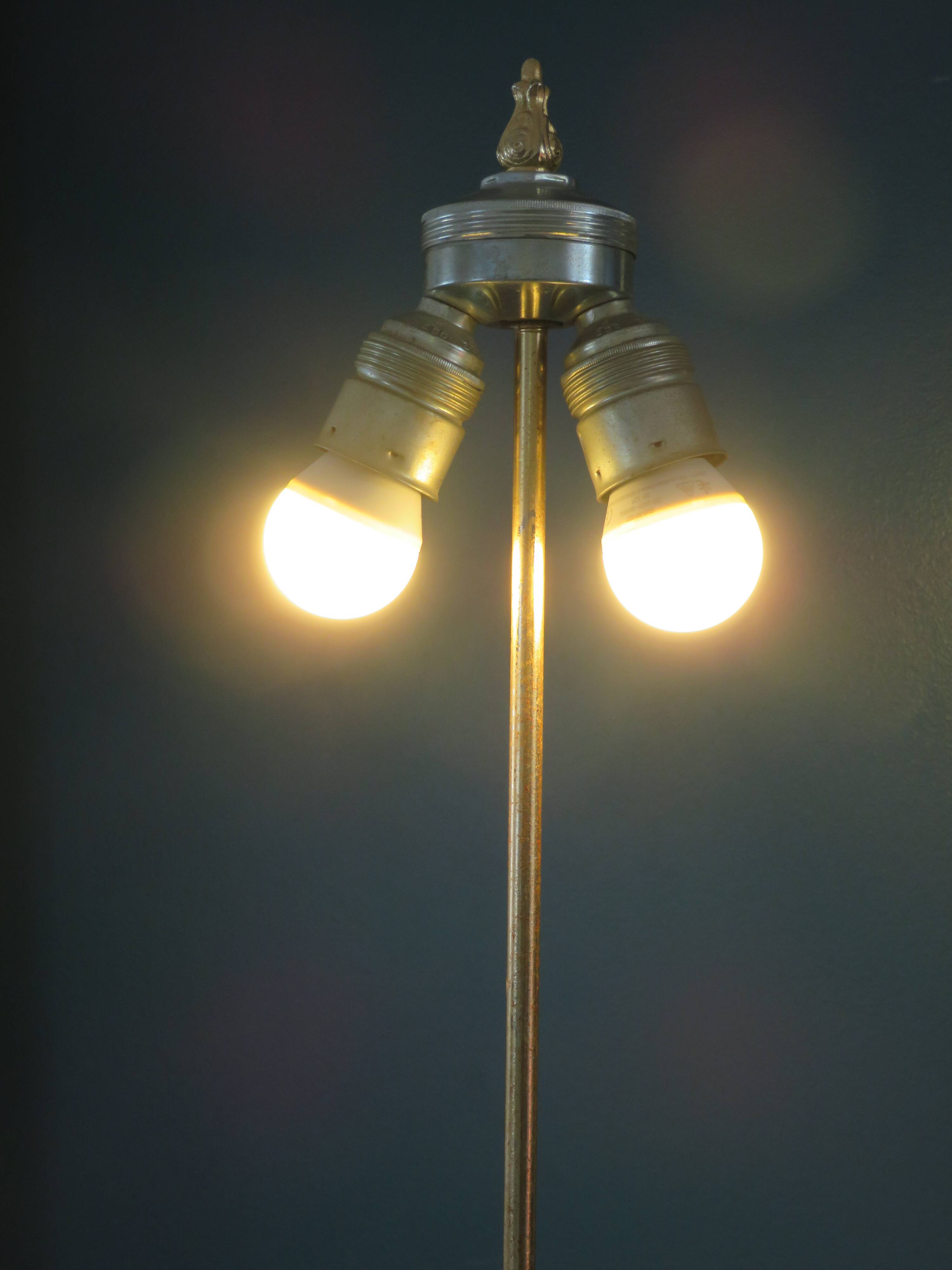 Bronze and blue porcelain floor lamp from the early 20th century.
