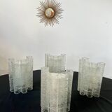 Set of 4 large doria wall lights in glazed glass design from the 60s vintage 3 lights