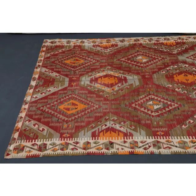 Vintage Turkish Hand-Knotted Wool Cotton Red Runner Rug 146x335
